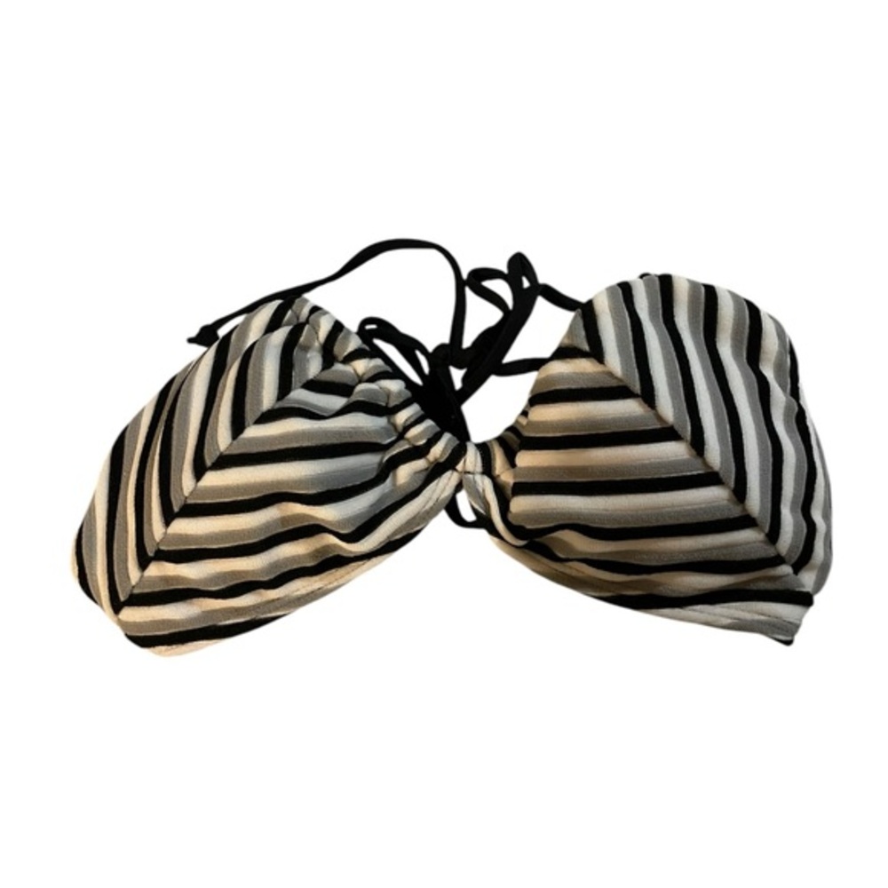 NEW Chic Black and White Striped Bikini Top Large